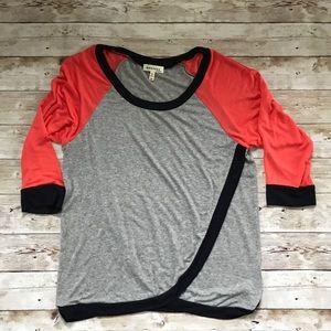 Color block long sleeve with flip front panel